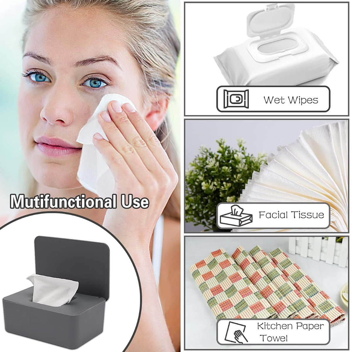 3 Pack Baby Wipes Dispenser Container Box with Lids