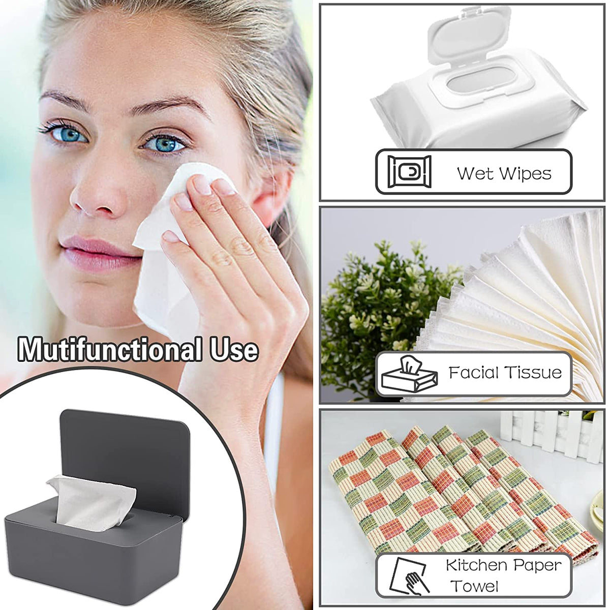 3 Pack Baby Wipes Dispenser Container Box with Lids