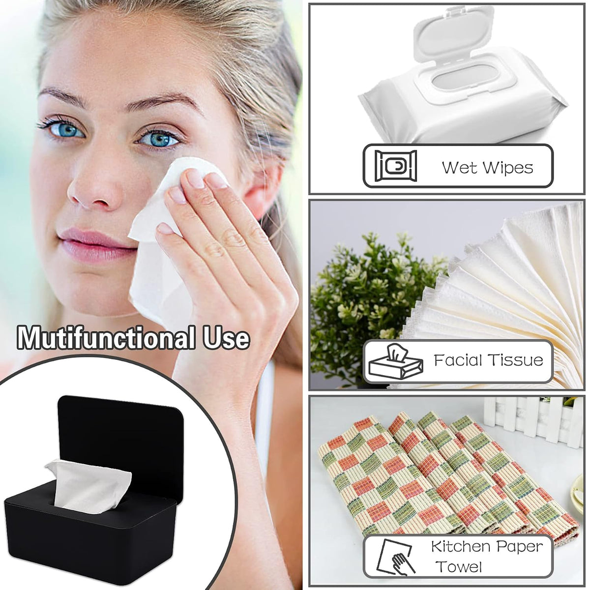 3 Pack Baby Wipes Dispenser Container Box with Lids
