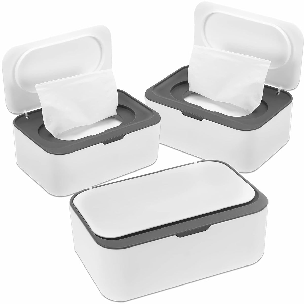 3 Pack Baby Wipes Dispenser Container Box with Lids