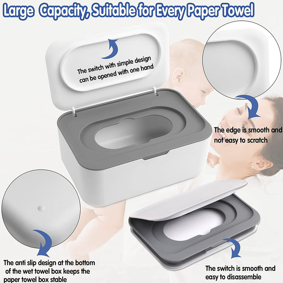 3 Pack Baby Wipes Dispenser Container Box with Lids