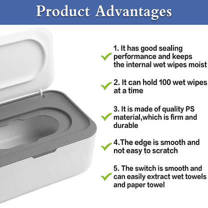 3 Pack Baby Wipes Dispenser Container Box with Lids