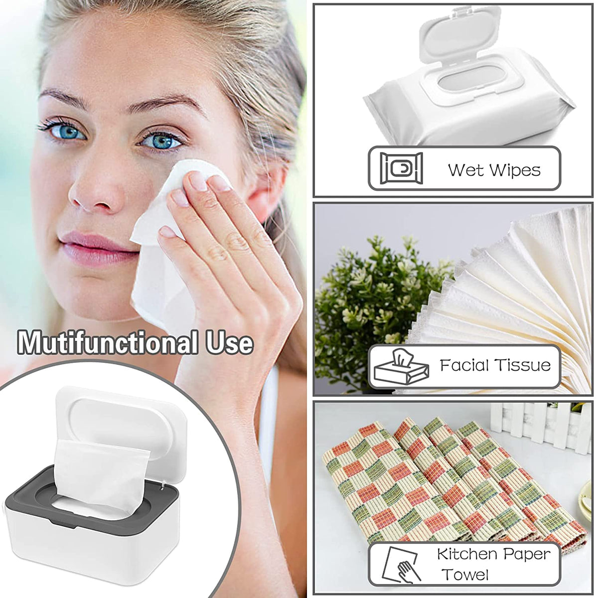 3 Pack Baby Wipes Dispenser Container Box with Lids