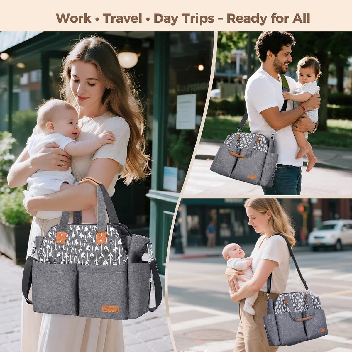 Diaper Bag Tote 17 Pockets Large Travel Diaper Black