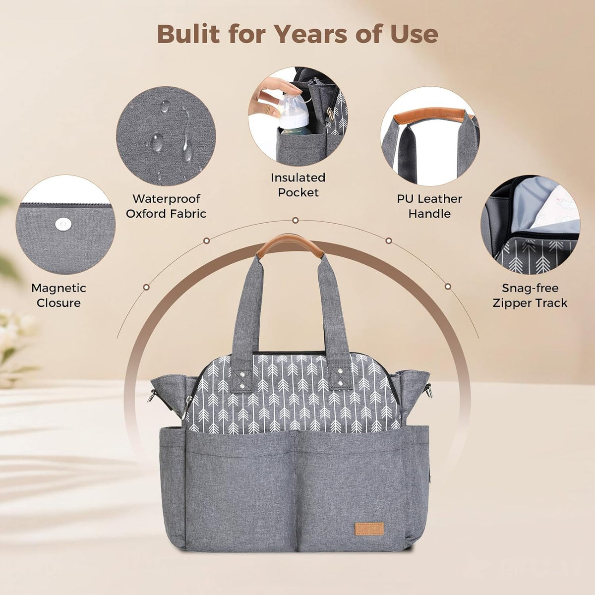 Diaper Bag Tote 17 Pockets Large Travel Diaper Black