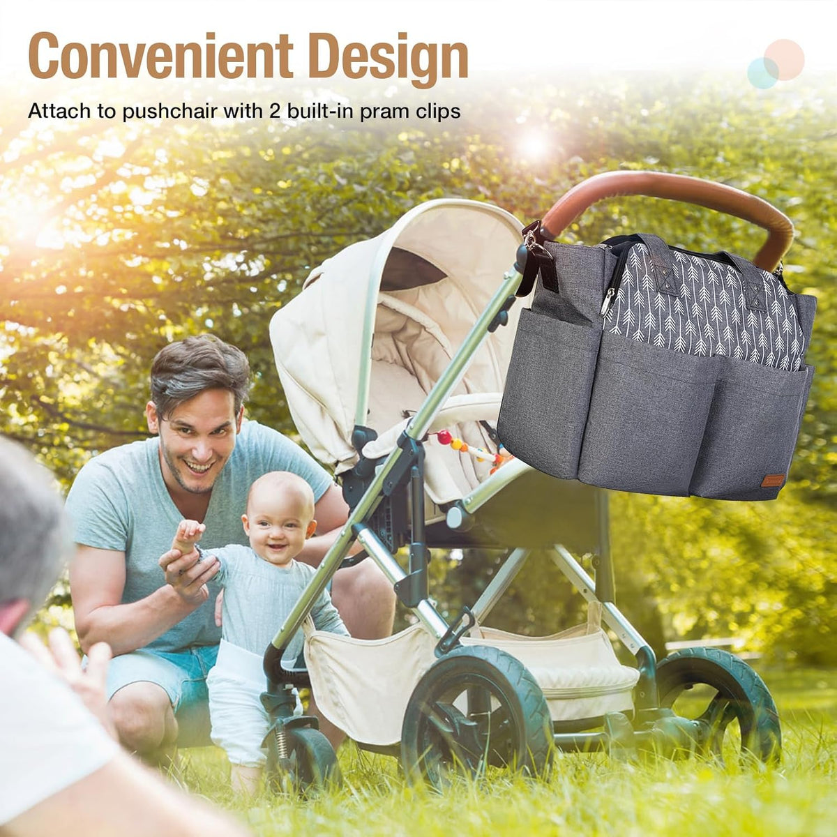 Diaper Bag Tote 17 Pockets Large Travel Diaper Black