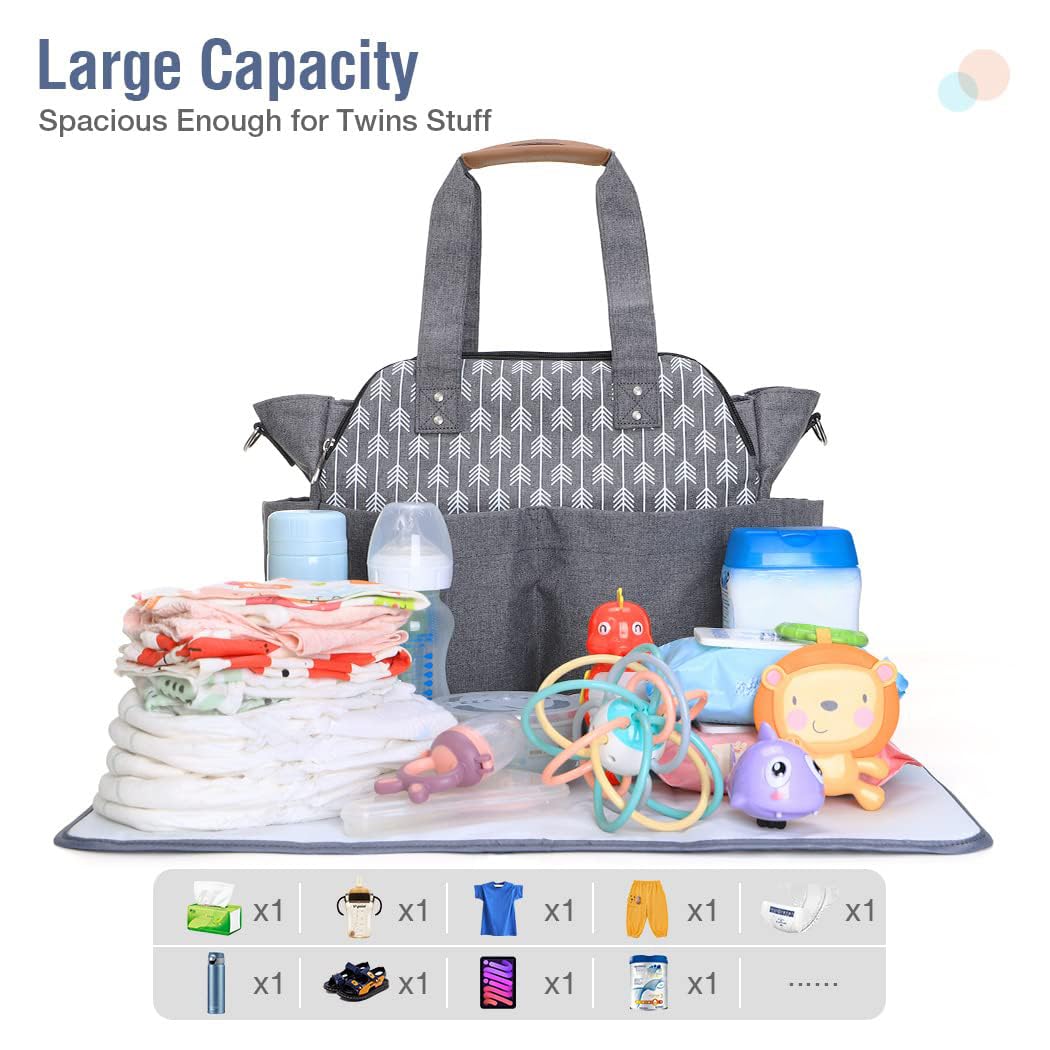 Diaper Bag Tote 17 Pockets Large Travel Diaper Black