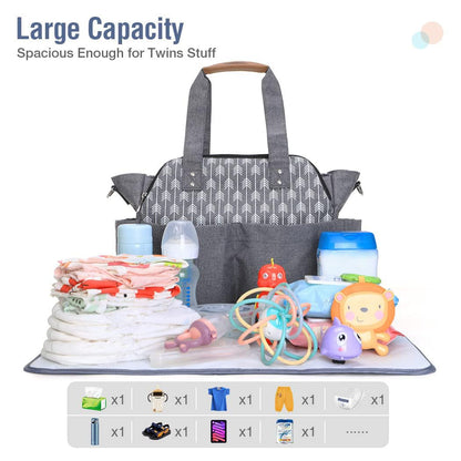 Diaper Bag Tote 17 Pockets Large Travel Diaper Black