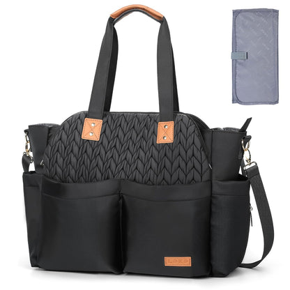 Diaper Bag Tote 17 Pockets Large Travel Diaper Black