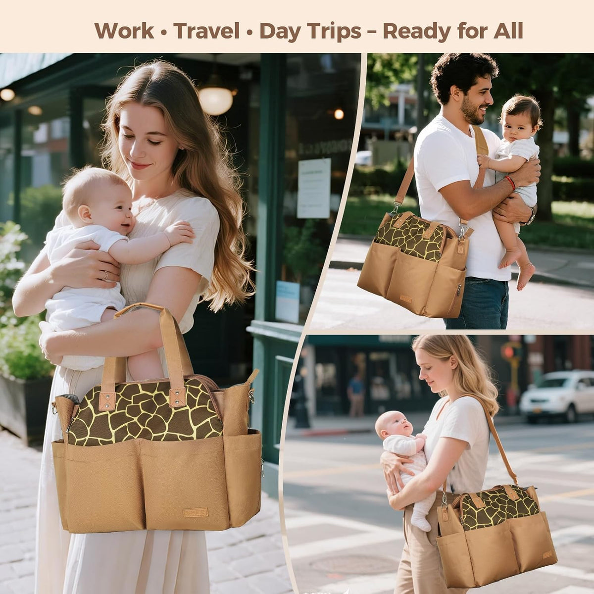 Diaper Bag Tote 17 Pockets Large Travel Diaper Black