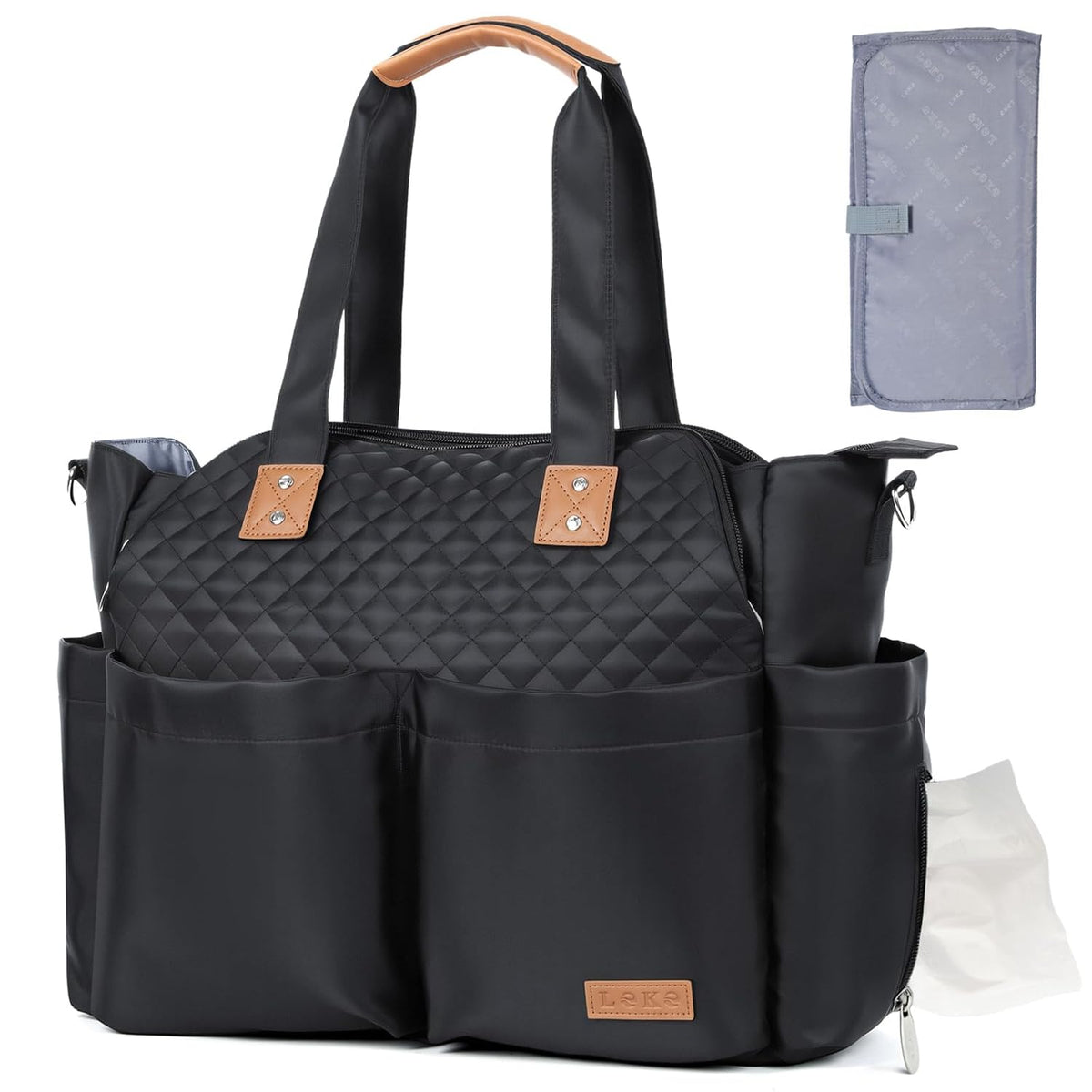 Diaper Bag Tote 17 Pockets Large Travel Diaper Black