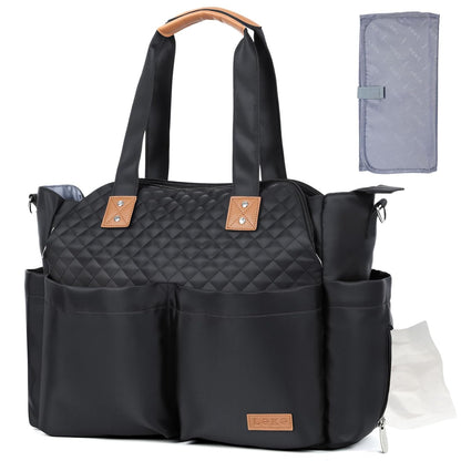 Diaper Bag Tote 17 Pockets Large Travel Diaper Black