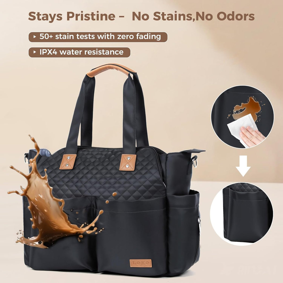 Diaper Bag Tote 17 Pockets Large Travel Diaper Black