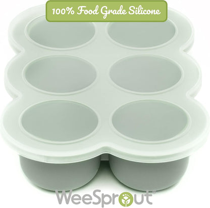 Silicone Baby Food Freezer Trays 2-Pack Bundle - Ten 1.5oz & Six 3oz Portions - Clip-on Lids - Homemade Purée & Breast Milk Storage