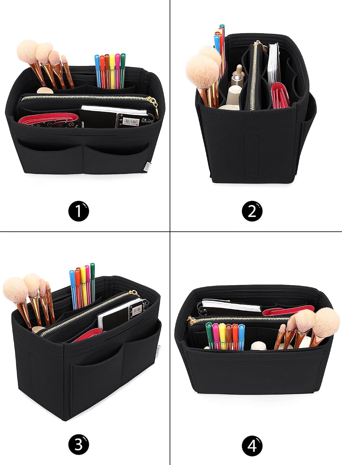 Felt Purse Organizer Insert, Tote Bag Shaper Dividers with 5 Sizes