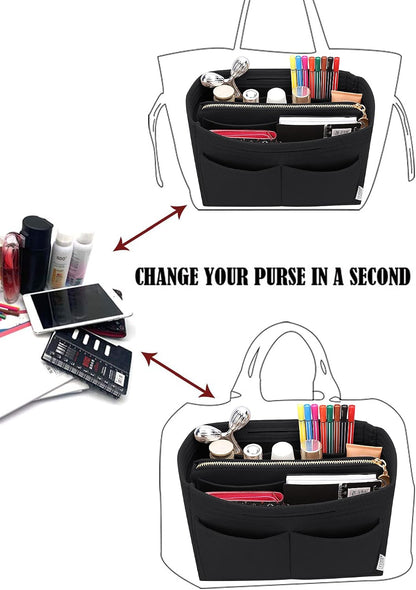 Felt Purse Organizer Insert, Tote Bag Shaper Dividers with 5 Sizes