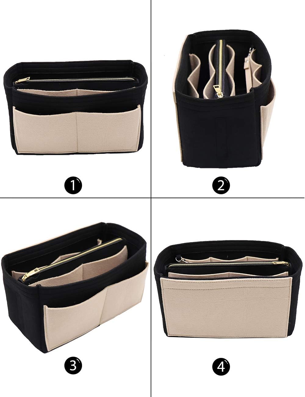 Felt Purse Organizer Insert, Tote Bag Shaper Dividers with 5 Sizes