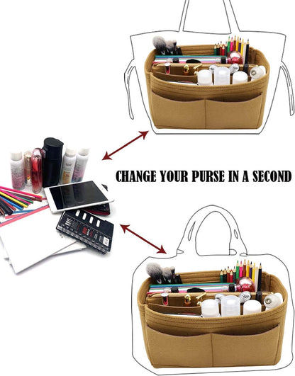 Felt Purse Organizer Insert, Tote Bag Shaper Dividers with 5 Sizes