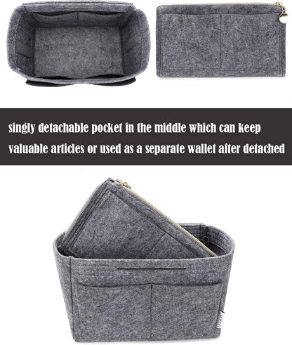 Felt Purse Organizer Insert, Tote Bag Shaper Dividers with 5 Sizes