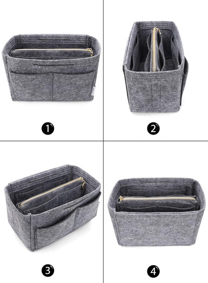 Felt Purse Organizer Insert, Tote Bag Shaper Dividers with 5 Sizes