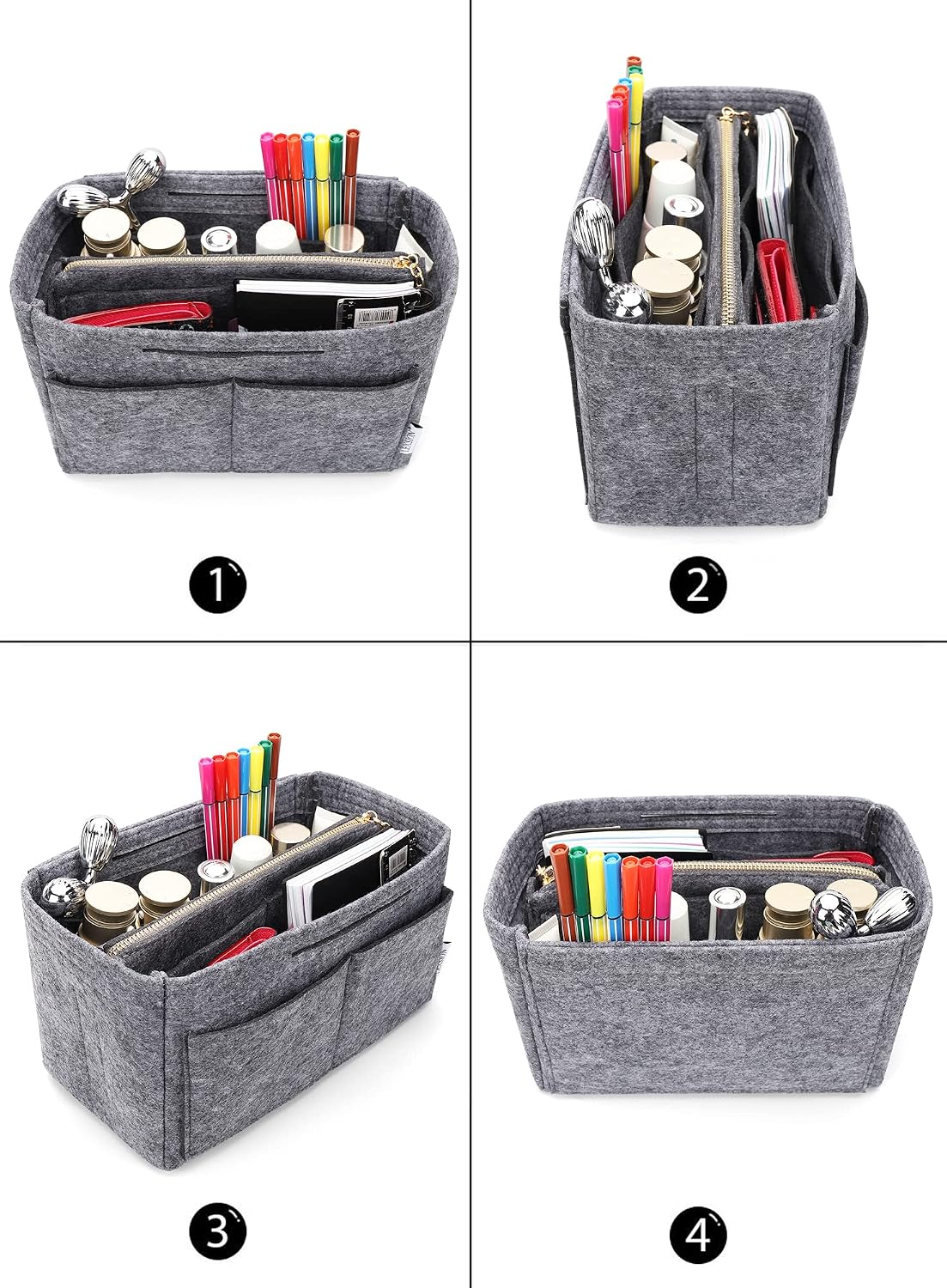 Felt Purse Organizer Insert, Tote Bag Shaper Dividers with 5 Sizes