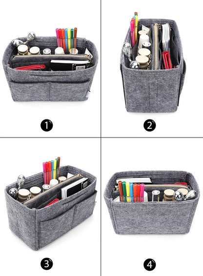 Felt Purse Organizer Insert, Tote Bag Shaper Dividers with 5 Sizes