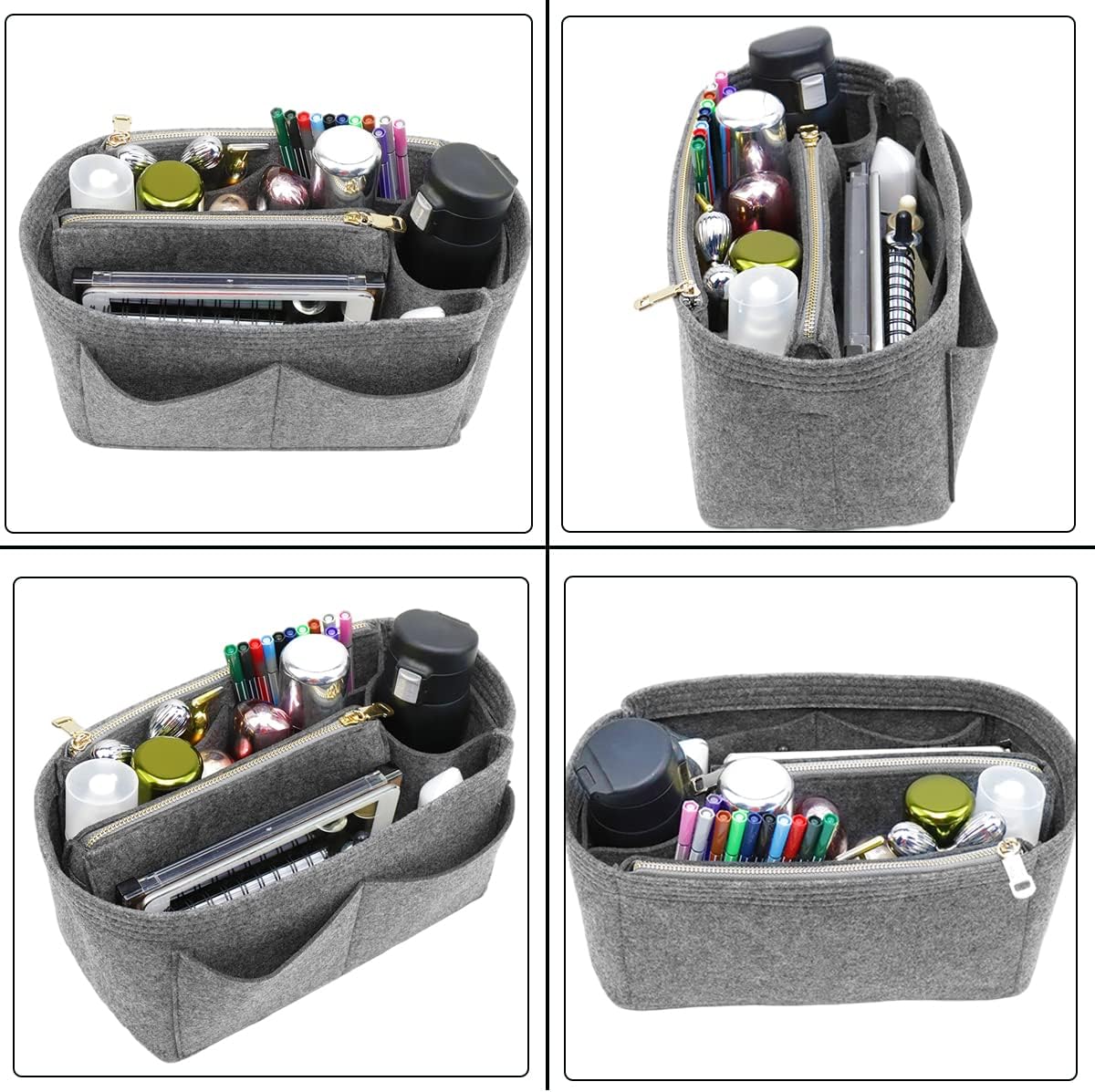 Felt Purse Organizer Insert, Tote Bag Shaper Dividers with 5 Sizes