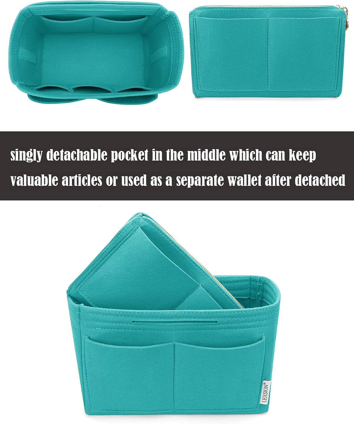 Felt Purse Organizer Insert, Tote Bag Shaper Dividers with 5 Sizes