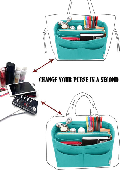 Felt Purse Organizer Insert, Tote Bag Shaper Dividers with 5 Sizes
