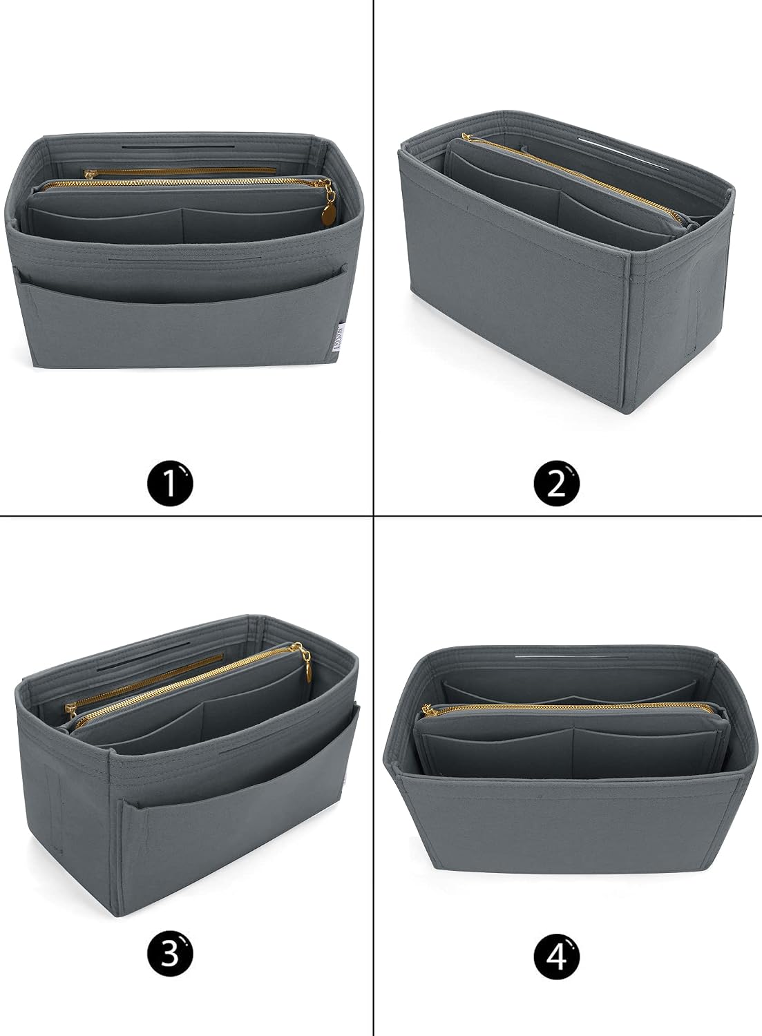 Felt Purse Organizer Insert, Tote Bag Shaper Dividers with 5 Sizes