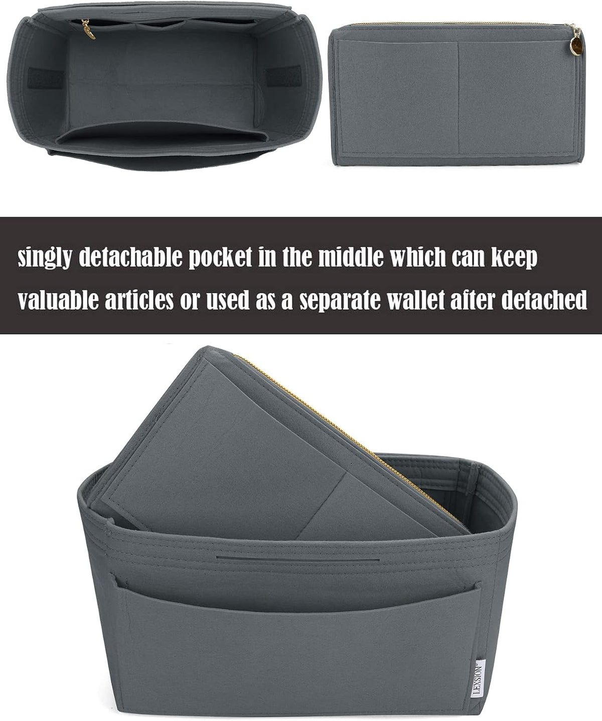 Felt Purse Organizer Insert, Tote Bag Shaper Dividers with 5 Sizes