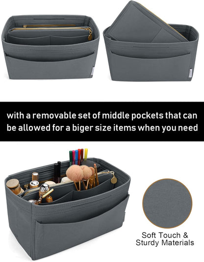 Felt Purse Organizer Insert, Tote Bag Shaper Dividers with 5 Sizes