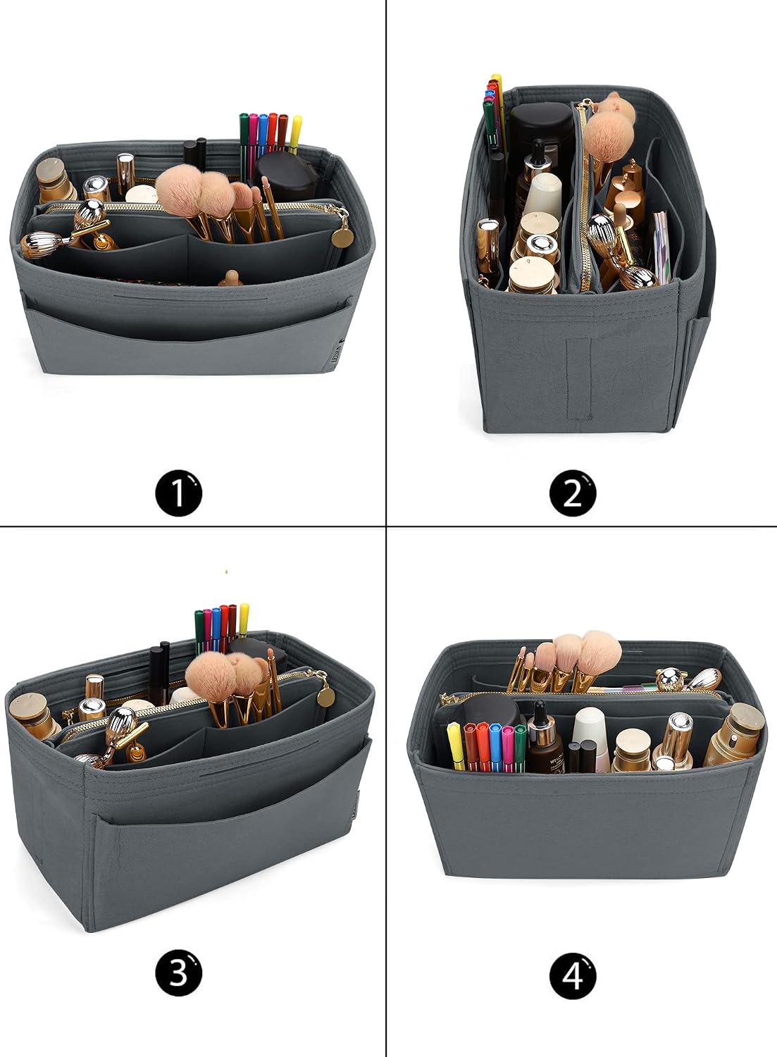 Felt Purse Organizer Insert, Tote Bag Shaper Dividers with 5 Sizes