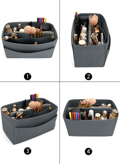 Felt Purse Organizer Insert, Tote Bag Shaper Dividers with 5 Sizes