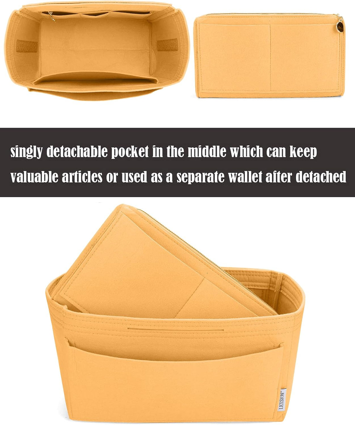 Felt Purse Organizer Insert, Tote Bag Shaper Dividers with 5 Sizes