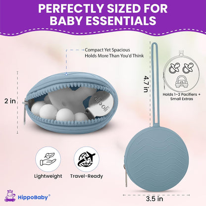Silicone Pacifier Holder Case 2-Pack – BPA-Free, Food-Grade Silicone – Zippered Travel Pacifier Organizer – Portable Baby Case for Pacifiers, Teethers & Essentials – Dishwasher Safe