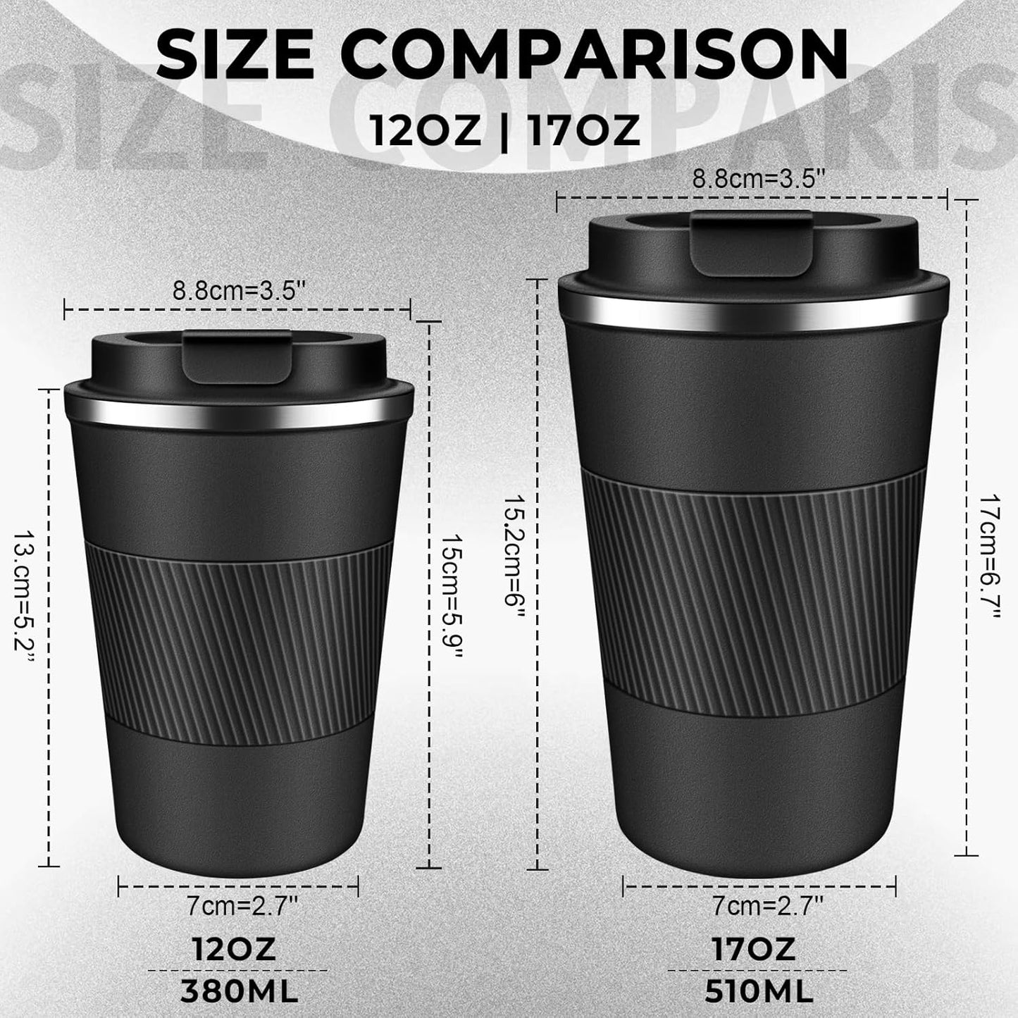 Insulated Coffee Tumbler 12 oz, Stainless Steel Coffee Mug with Lids, Travel Coffee Mug Leak Proof, Double Wall Vacuum Insulated Reusable Coffee Cup, Keep Drinks Hot and Cold (Orange, 12 Ounces)