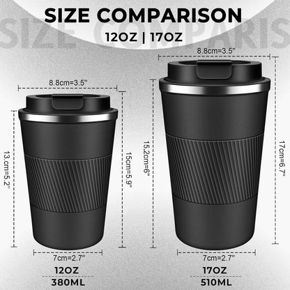 Insulated Coffee Tumbler 12 oz, Stainless Steel Coffee Mug with Lids, Travel Coffee Mug Leak Proof, Double Wall Vacuum Insulated Reusable Coffee Cup, Keep Drinks Hot and Cold (Orange, 12 Ounces)