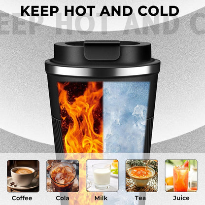 Insulated Coffee Tumbler 12 oz, Stainless Steel Coffee Mug with Lids, Travel Coffee Mug Leak Proof, Double Wall Vacuum Insulated Reusable Coffee Cup, Keep Drinks Hot and Cold (Orange, 12 Ounces)