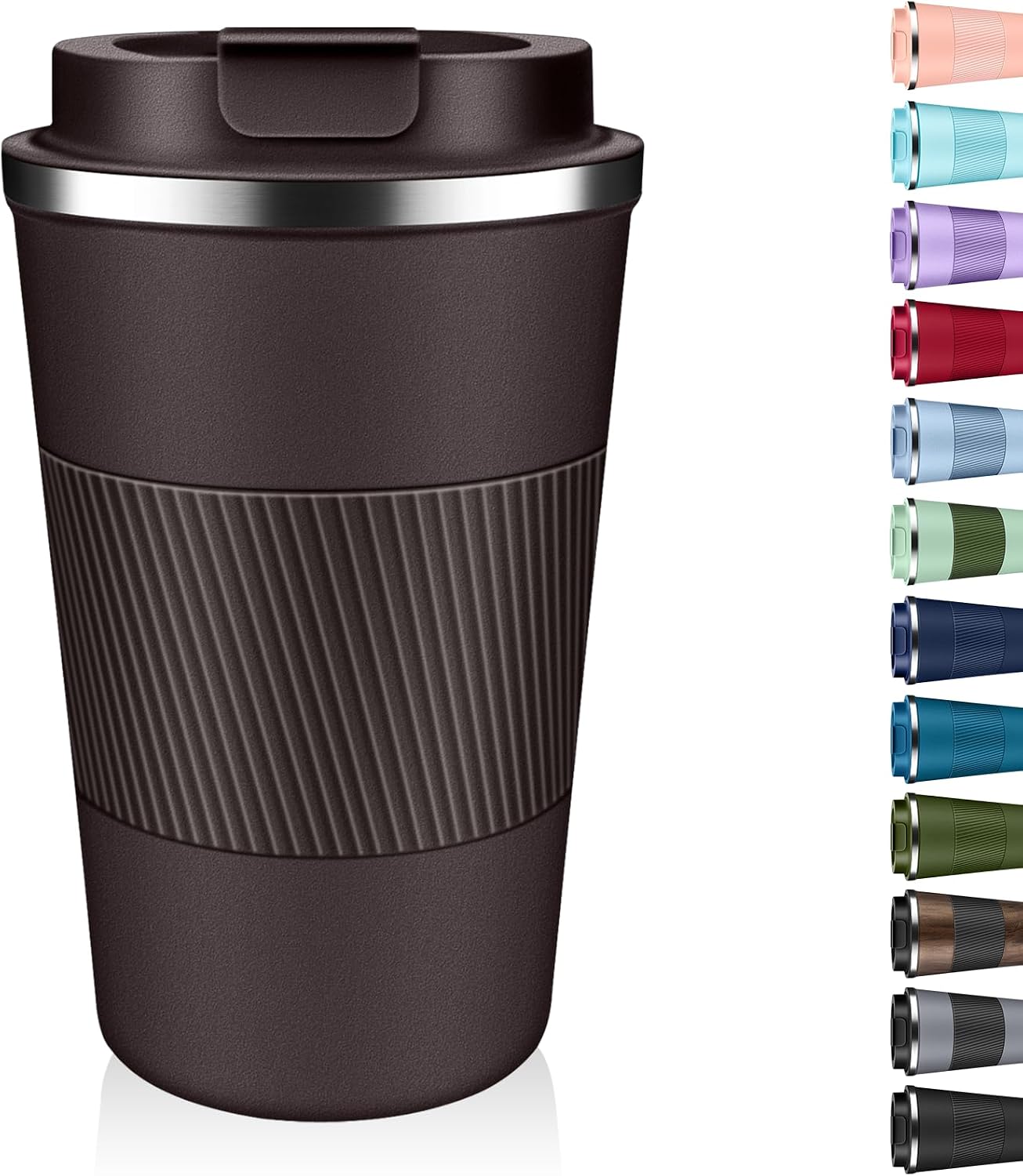 Insulated Coffee Tumbler 12 oz, Stainless Steel Coffee Mug with Lids, Travel Coffee Mug Leak Proof, Double Wall Vacuum Insulated Reusable Coffee Cup, Keep Drinks Hot and Cold (Orange, 12 Ounces)