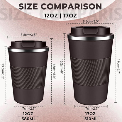 Insulated Coffee Tumbler 12 oz, Stainless Steel Coffee Mug with Lids, Travel Coffee Mug Leak Proof, Double Wall Vacuum Insulated Reusable Coffee Cup, Keep Drinks Hot and Cold (Orange, 12 Ounces)