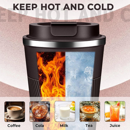 Insulated Coffee Tumbler 12 oz, Stainless Steel Coffee Mug with Lids, Travel Coffee Mug Leak Proof, Double Wall Vacuum Insulated Reusable Coffee Cup, Keep Drinks Hot and Cold (Orange, 12 Ounces)