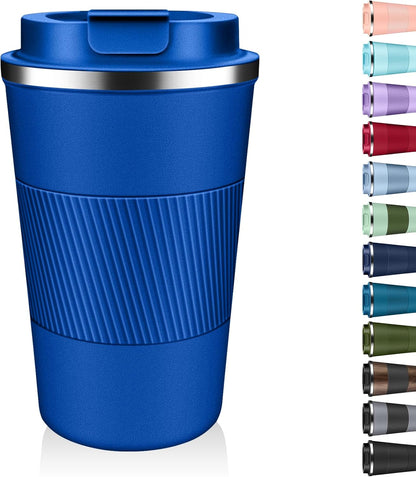 Insulated Coffee Tumbler 12 oz, Stainless Steel Coffee Mug with Lids, Travel Coffee Mug Leak Proof, Double Wall Vacuum Insulated Reusable Coffee Cup, Keep Drinks Hot and Cold (Orange, 12 Ounces)
