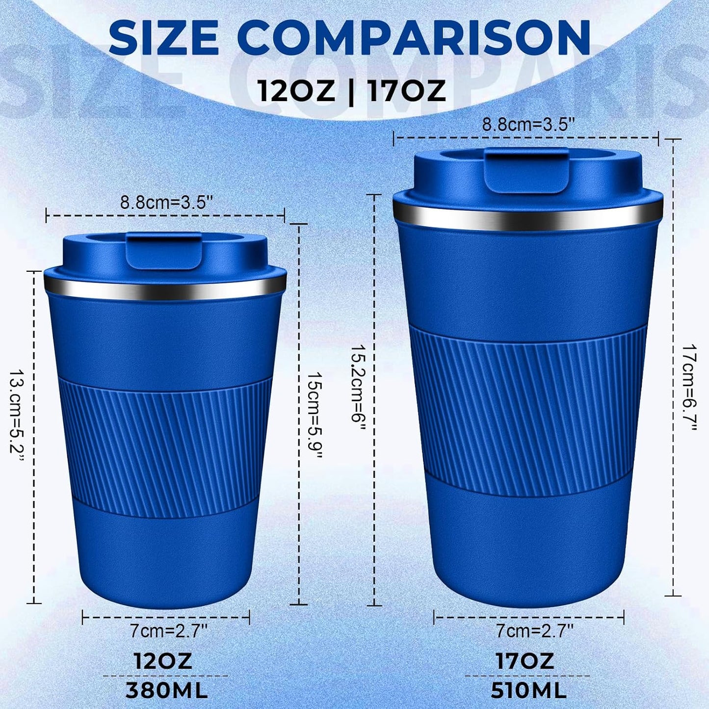 Insulated Coffee Tumbler 12 oz, Stainless Steel Coffee Mug with Lids, Travel Coffee Mug Leak Proof, Double Wall Vacuum Insulated Reusable Coffee Cup, Keep Drinks Hot and Cold (Orange, 12 Ounces)