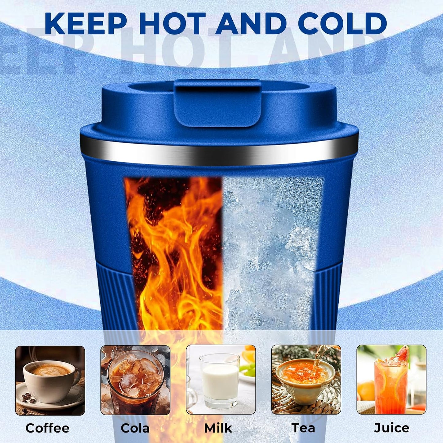 Insulated Coffee Tumbler 12 oz, Stainless Steel Coffee Mug with Lids, Travel Coffee Mug Leak Proof, Double Wall Vacuum Insulated Reusable Coffee Cup, Keep Drinks Hot and Cold (Orange, 12 Ounces)