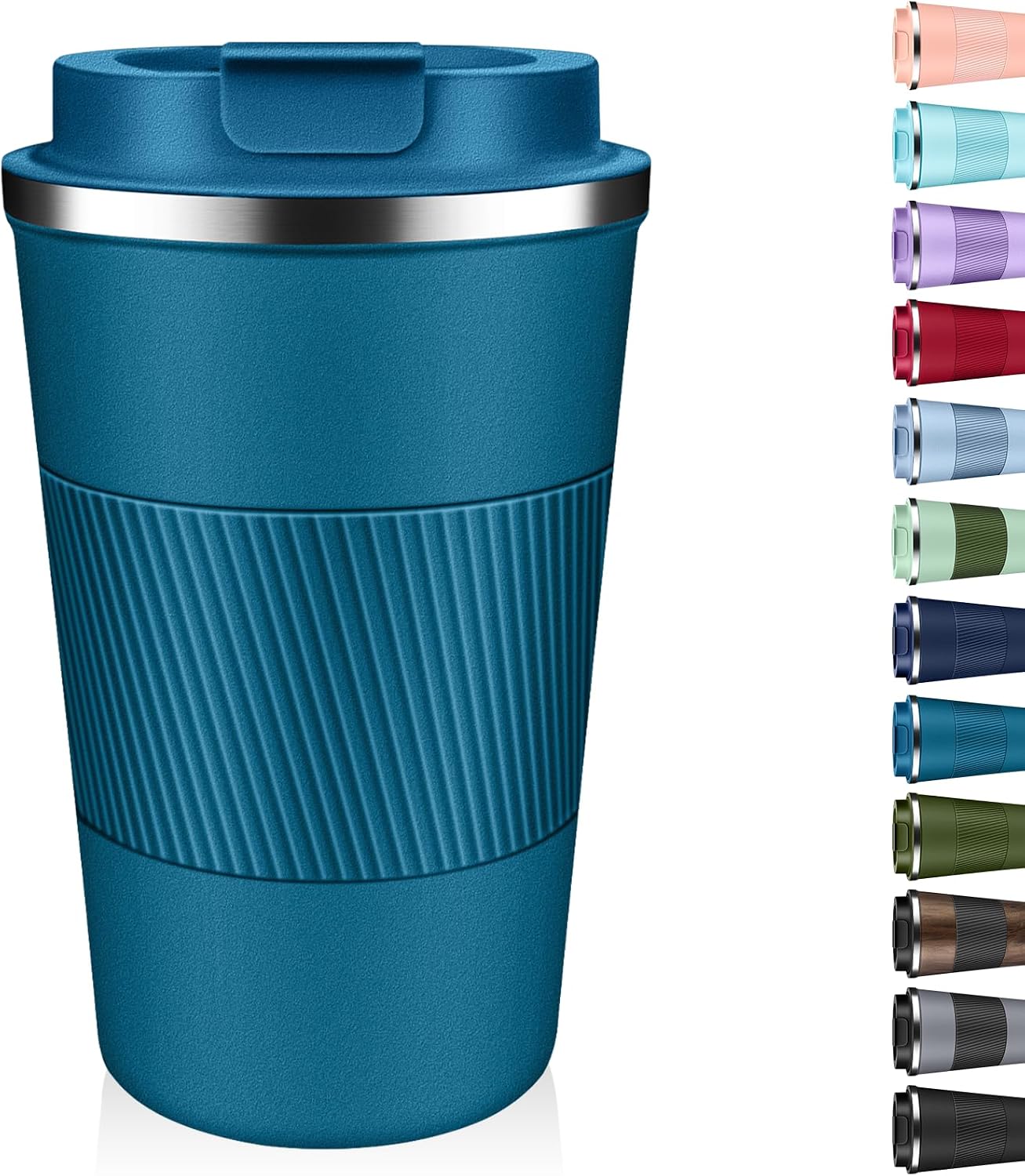 Insulated Coffee Tumbler 12 oz, Stainless Steel Coffee Mug with Lids, Travel Coffee Mug Leak Proof, Double Wall Vacuum Insulated Reusable Coffee Cup, Keep Drinks Hot and Cold (Orange, 12 Ounces)