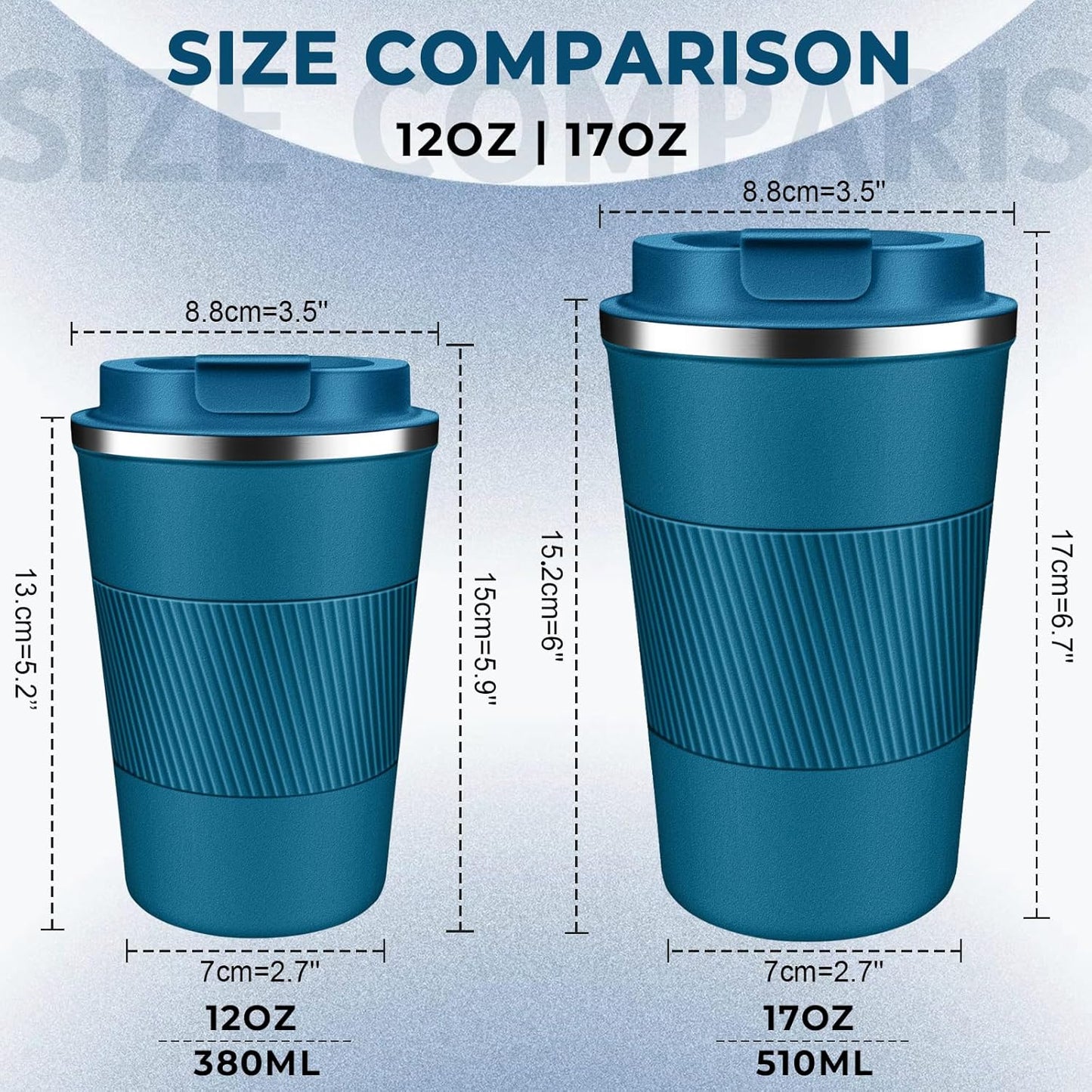 Insulated Coffee Tumbler 12 oz, Stainless Steel Coffee Mug with Lids, Travel Coffee Mug Leak Proof, Double Wall Vacuum Insulated Reusable Coffee Cup, Keep Drinks Hot and Cold (Orange, 12 Ounces)