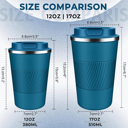 Insulated Coffee Tumbler 12 oz, Stainless Steel Coffee Mug with Lids, Travel Coffee Mug Leak Proof, Double Wall Vacuum Insulated Reusable Coffee Cup, Keep Drinks Hot and Cold (Orange, 12 Ounces)