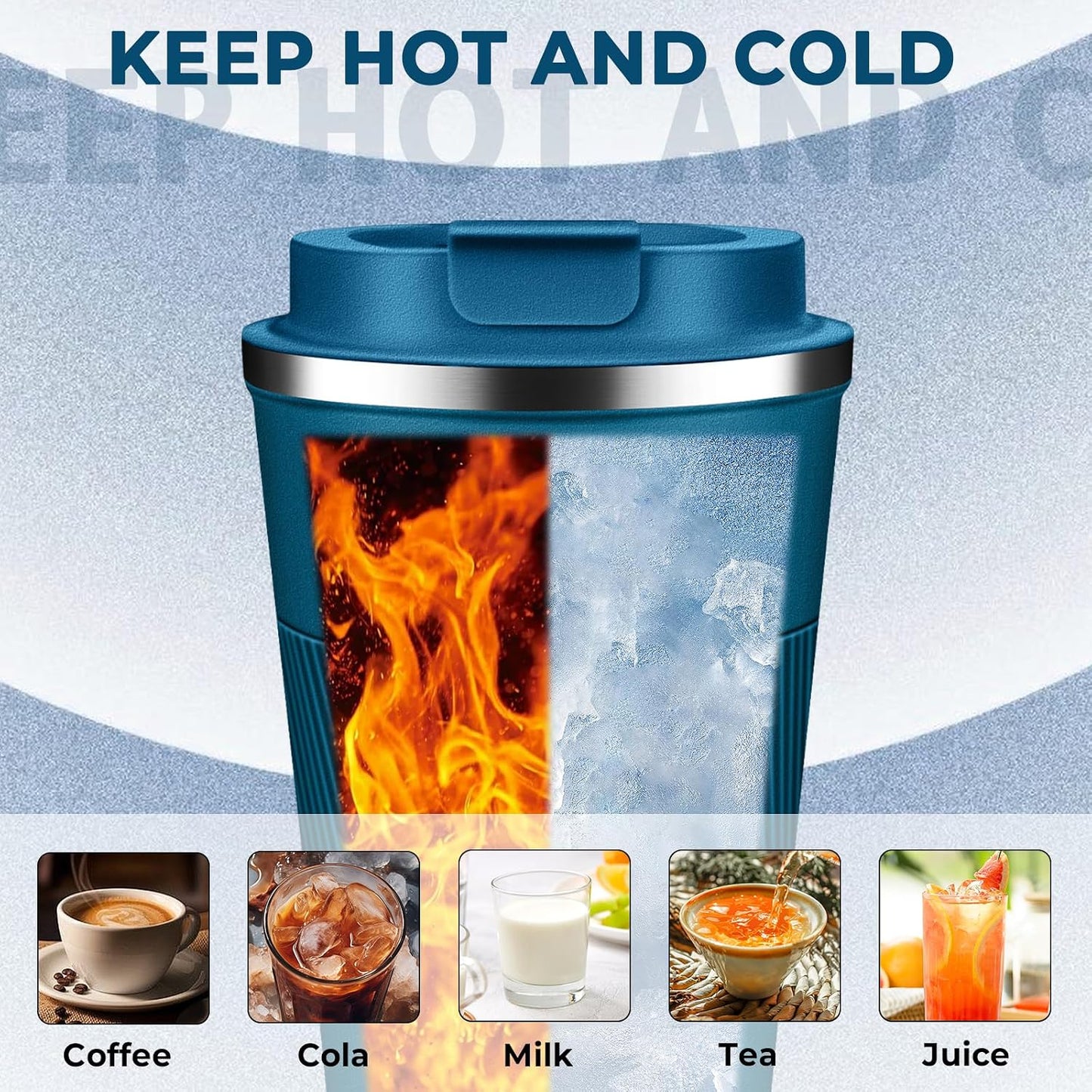 Insulated Coffee Tumbler 12 oz, Stainless Steel Coffee Mug with Lids, Travel Coffee Mug Leak Proof, Double Wall Vacuum Insulated Reusable Coffee Cup, Keep Drinks Hot and Cold (Orange, 12 Ounces)