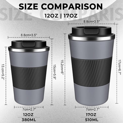 Insulated Coffee Tumbler 12 oz, Stainless Steel Coffee Mug with Lids, Travel Coffee Mug Leak Proof, Double Wall Vacuum Insulated Reusable Coffee Cup, Keep Drinks Hot and Cold (Orange, 12 Ounces)